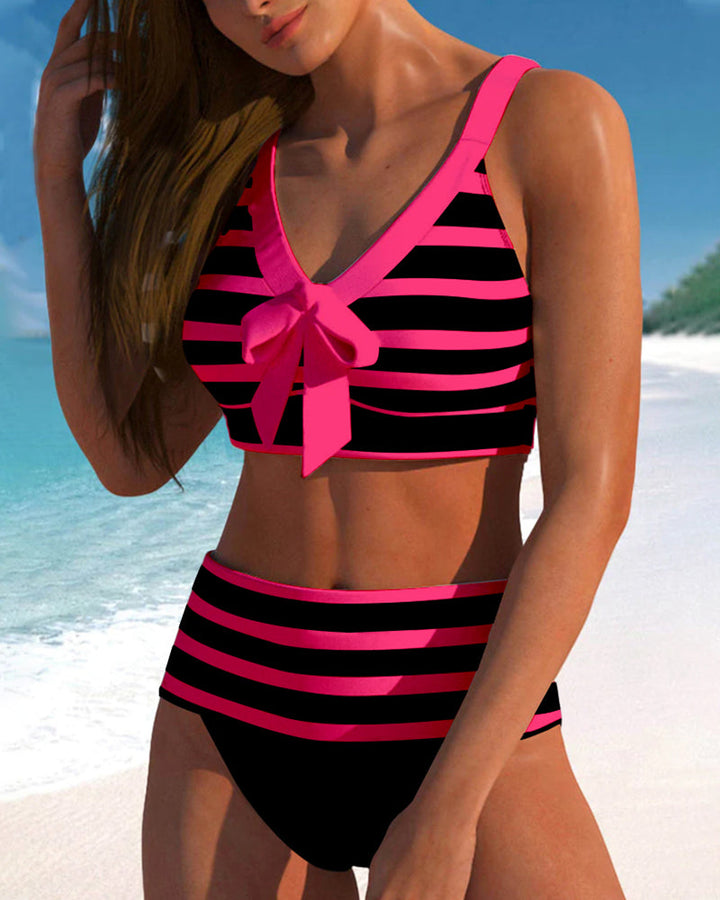 Laure | Bikini Rayé Taille Haute