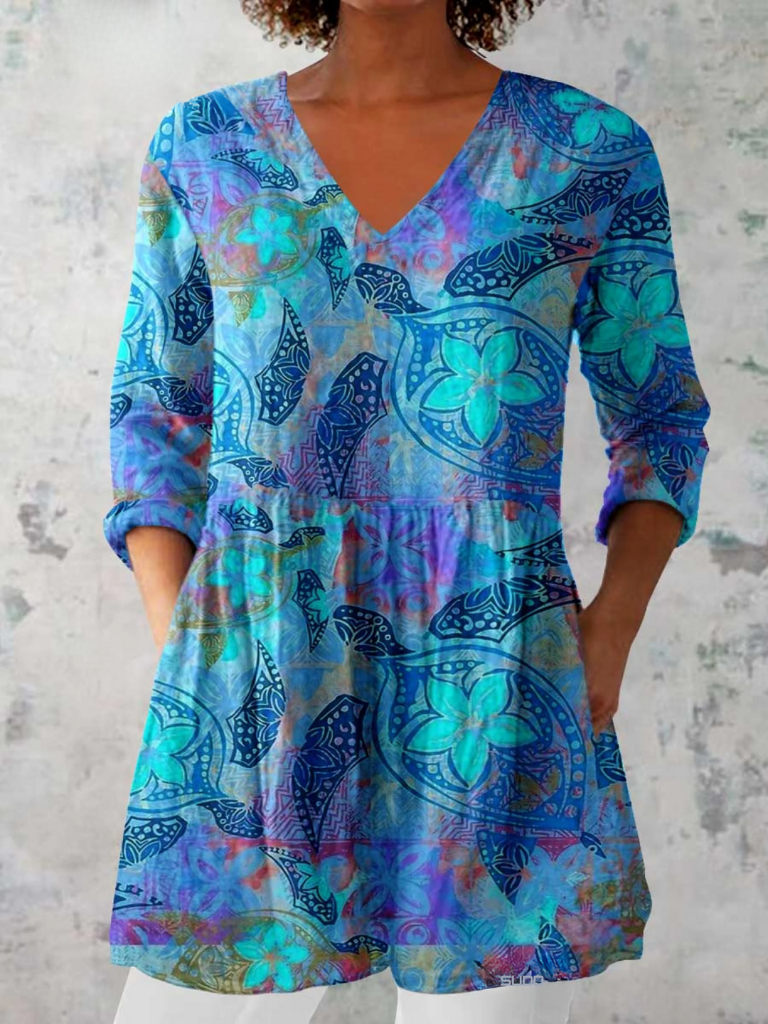 Lilia | Chemise Col V Longue Vintage