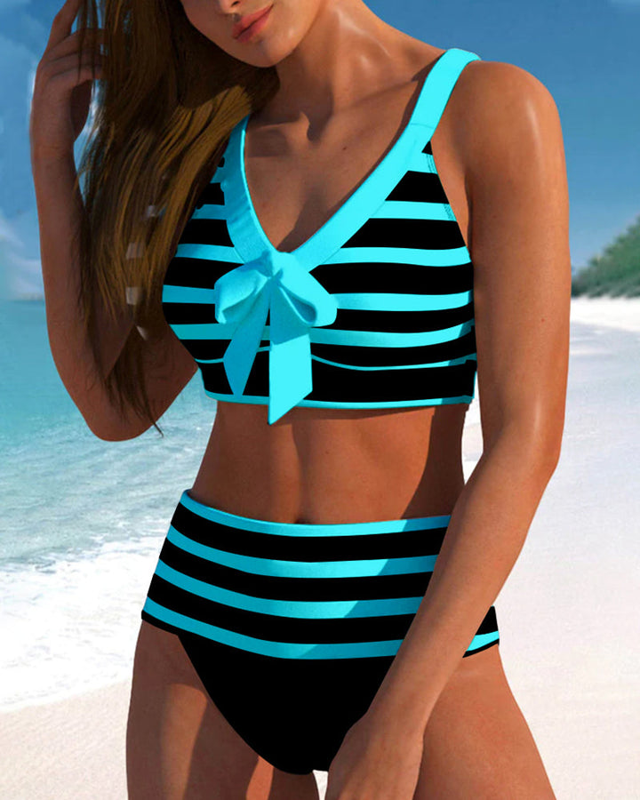 Laure | Bikini Rayé Taille Haute