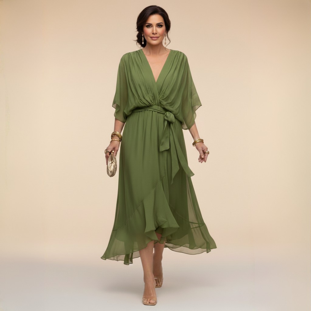 Arabella | Robe Silhouette Col V Fluide