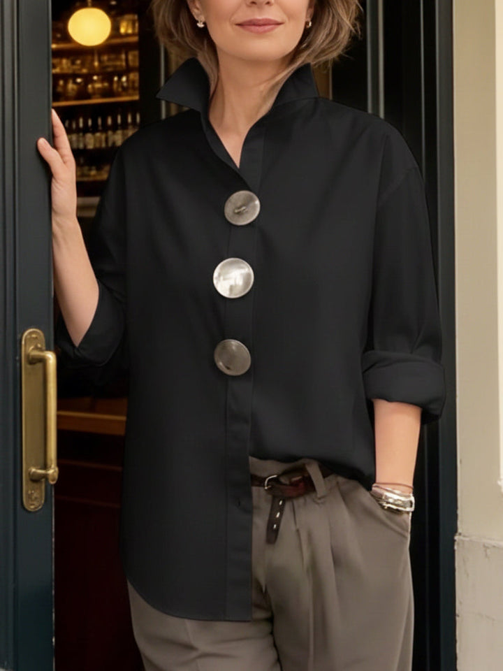 Rosalind | Blouse Col Officier Boutons Statement