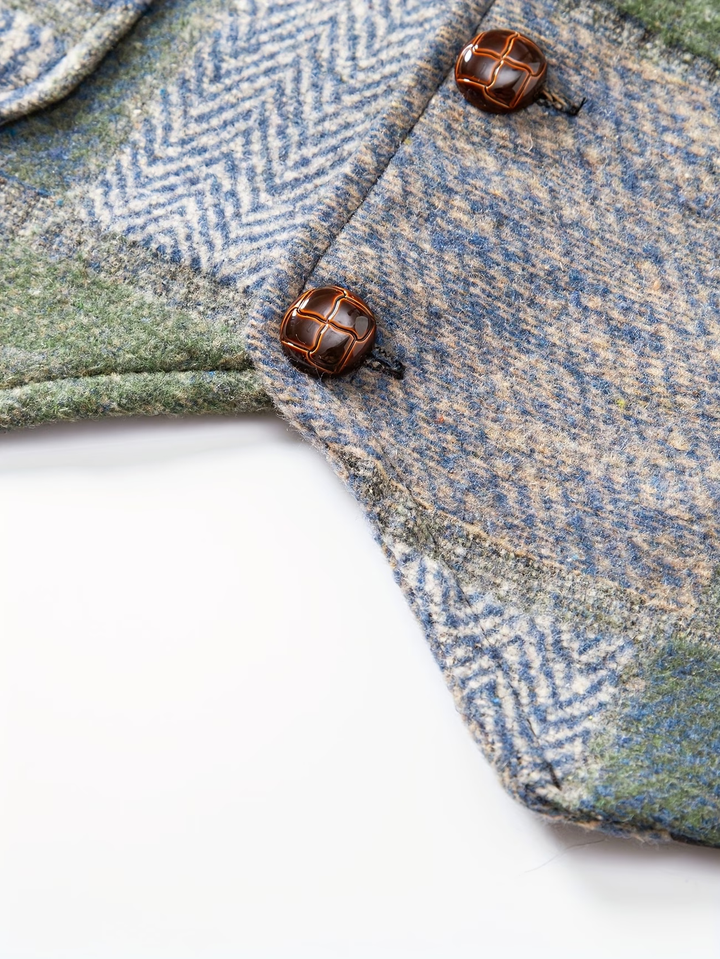 Leo | Gilet Tweed Patchwork Motif Chevron
