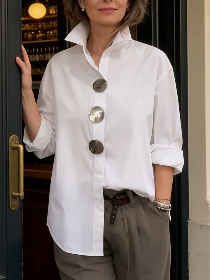 Rosalind | Blouse Col Officier Boutons Statement
