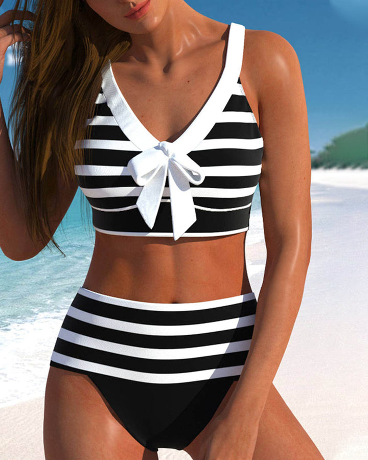 Laure | Bikini Rayé Taille Haute
