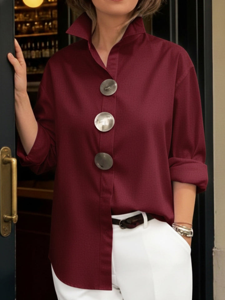 Rosalind | Blouse Col Officier Boutons Statement