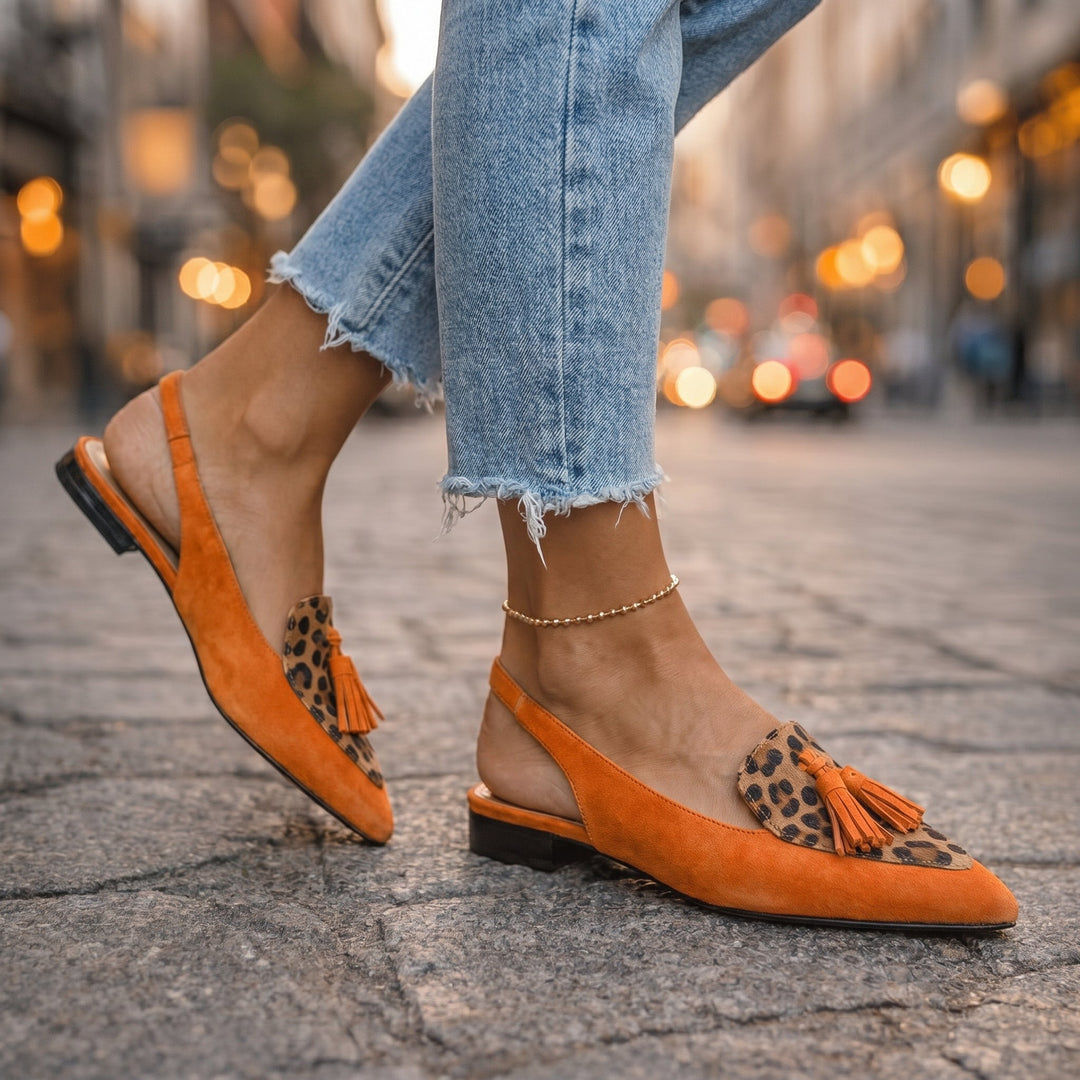 Élise | Mocassin Cuir Bride Franges