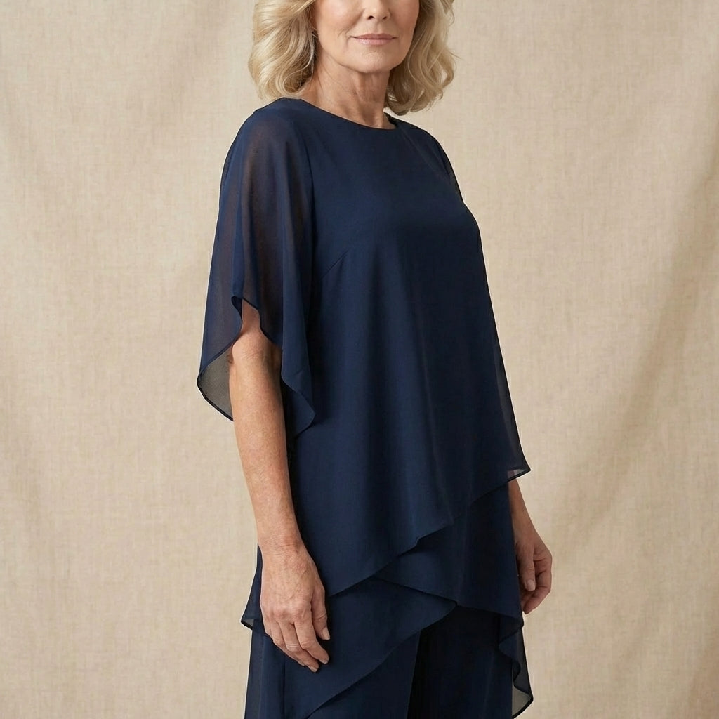Kimmy | Top Drapé avec Pantalon Palazzo