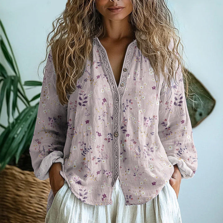 Rosalie | Chemise Imprimé Feuilles Vintage