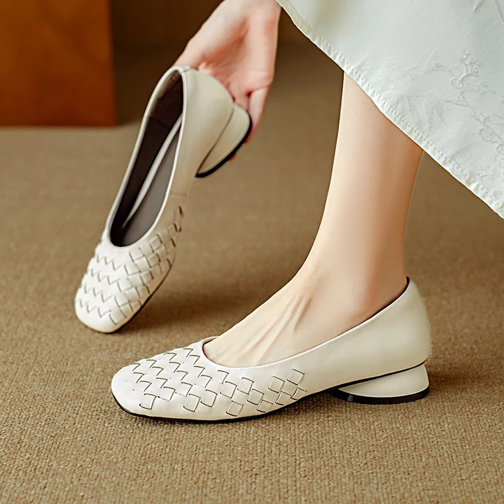 Marcelle | Ballerines Cuir Tissé