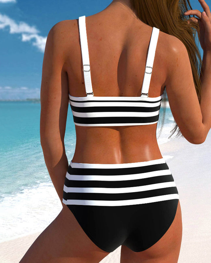 Laure | Bikini Rayé Taille Haute