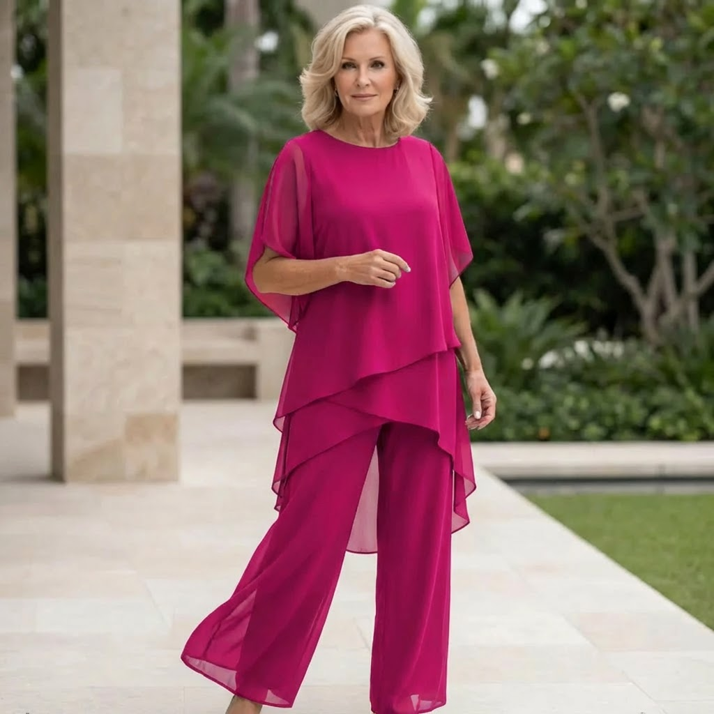 Kimmy | Top Drapé avec Pantalon Palazzo