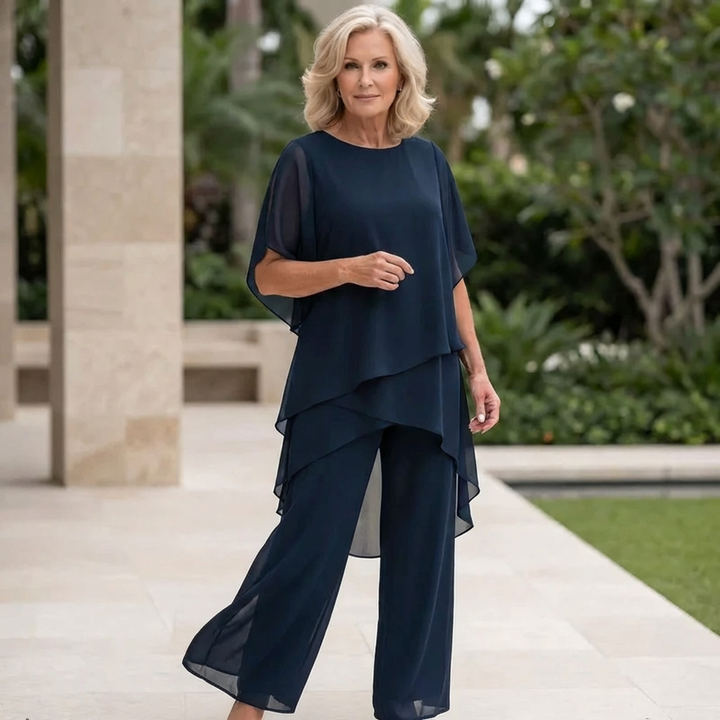 Kimmy | Top Drapé avec Pantalon Palazzo
