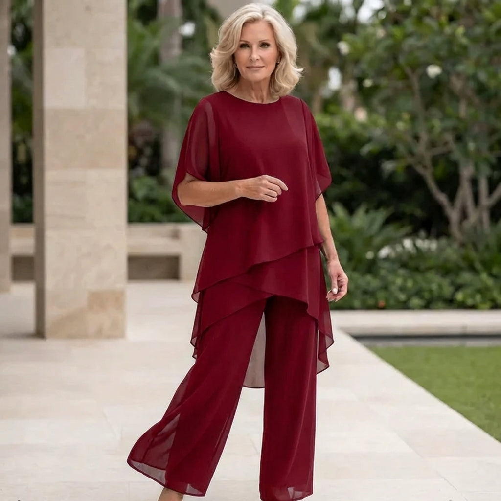 Kimmy | Top Drapé avec Pantalon Palazzo